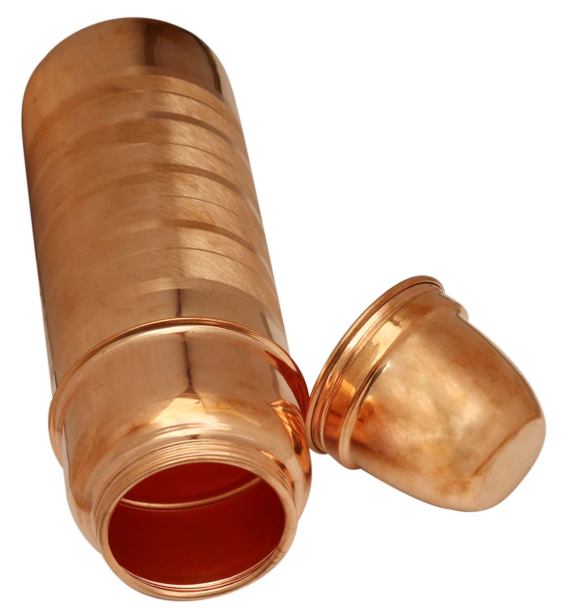 Pure Copper Water Bottle with Cup - 750 Ml, 25 Oz Traveler’s Bottle - Health Benefits - Kitchen Accessories - Buy in Bulk Wholesale